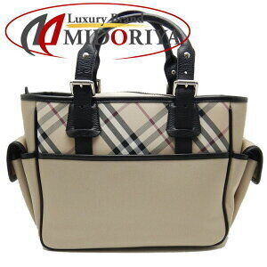 Burberry Nova Check nylon leather tote bag beige
